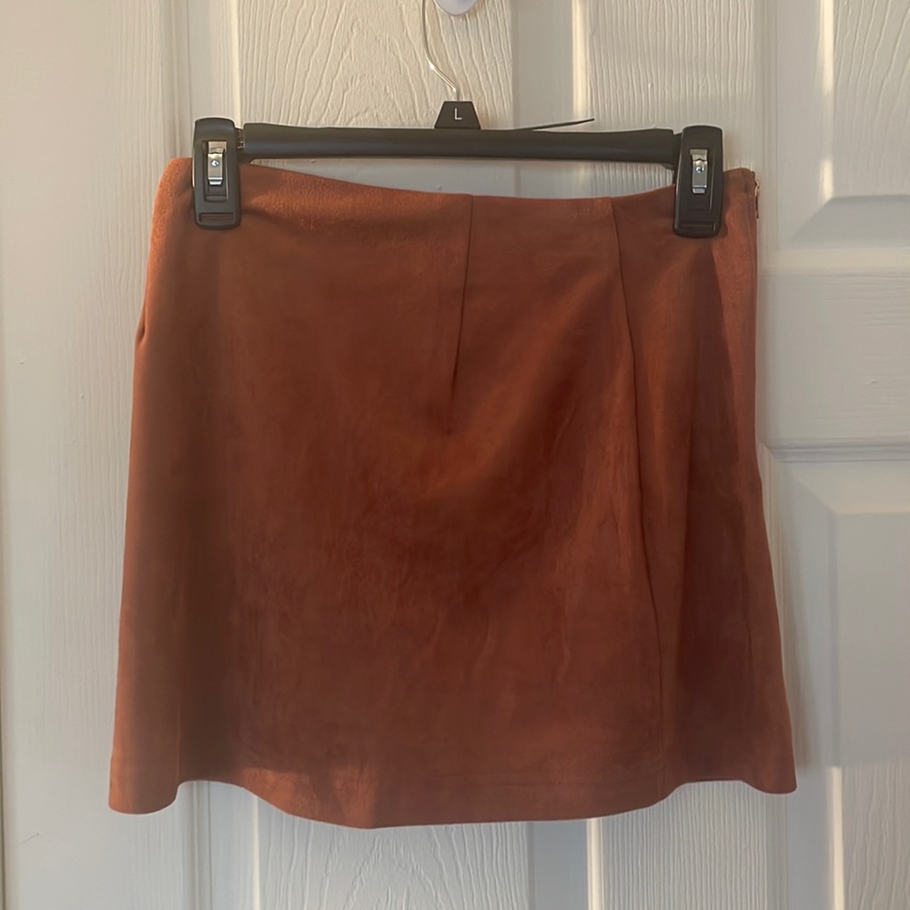 Dark Orange Velvet Skirt SHEIN - S